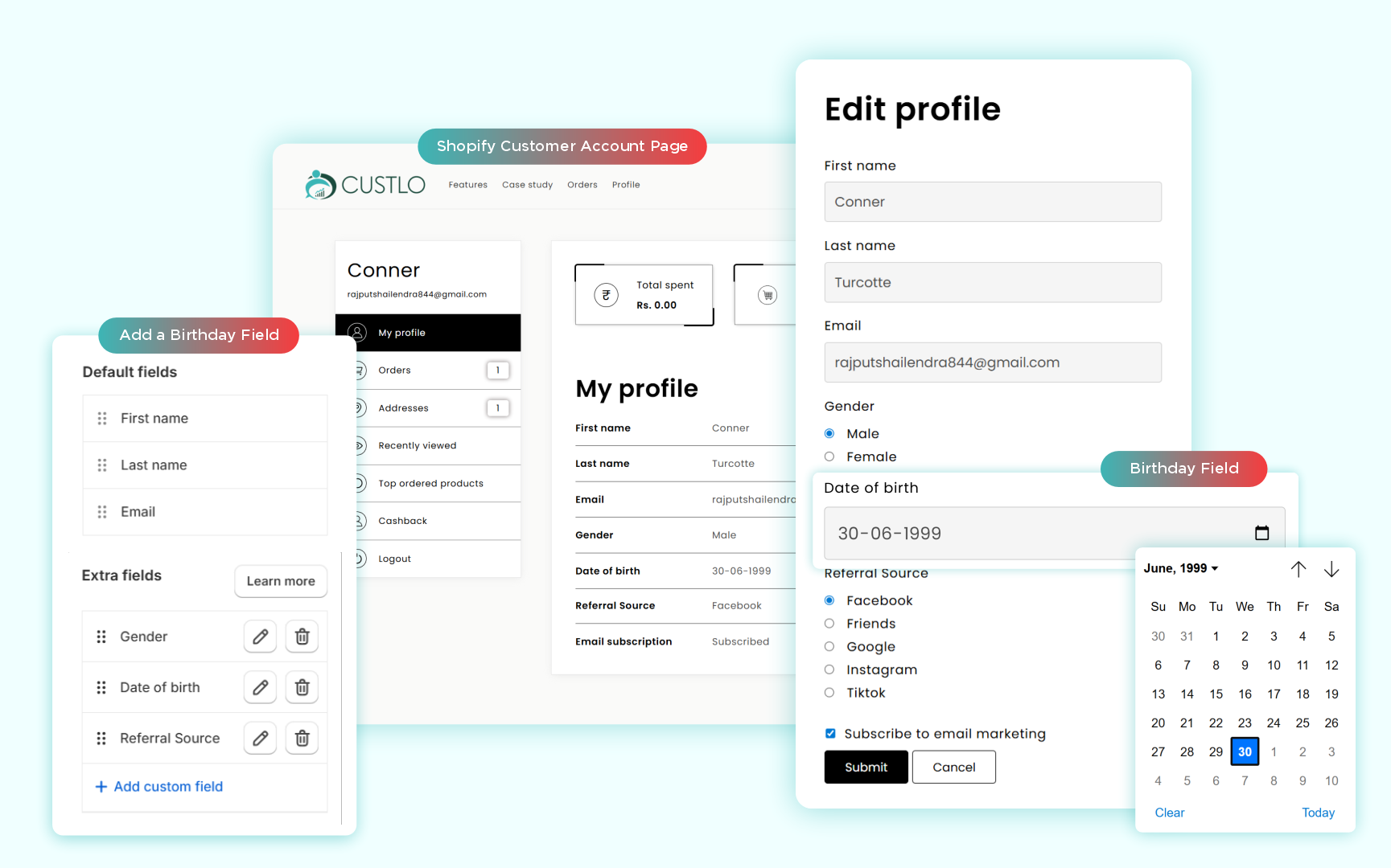 Add Birthday Field to Shopify Customer Account