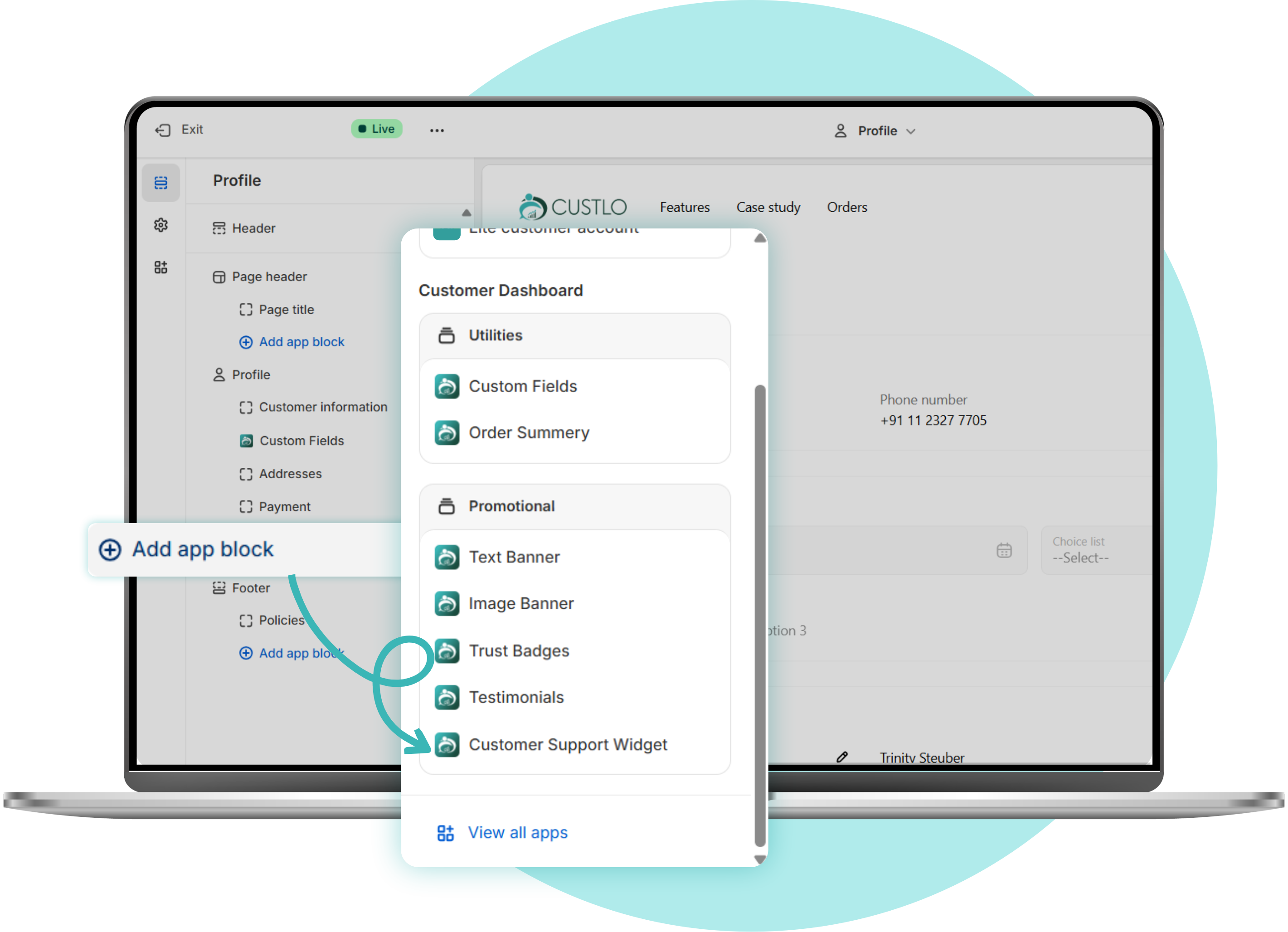 Customer Support Info Display
